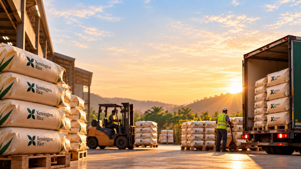 Kensington Rice 50kg bags being loaded for bulk delivery at the warehouse